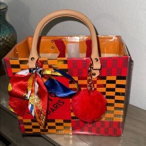 LV LEGO Red and gold Women's Shopping tote Bag